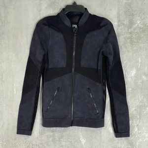 BLANC NOIR Black Super Nova Seamless Full-Zip Thumbhole Baseball Collar Jacket